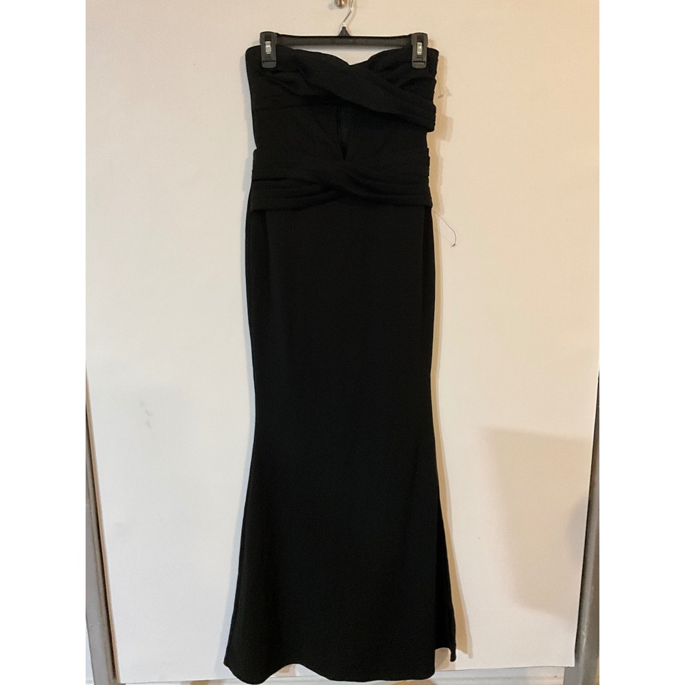 Lulus Black Strapless Twisted Mermaid Maxi Dress Sz S Cutout Formal Gown